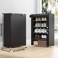 Portable Vertical Shoe Rack with Dustproof Cover - Shoe Storage Cabinet