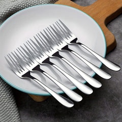 6pcs Stainless Steel Dinner Salad Dessert Forks Mirror Polished
