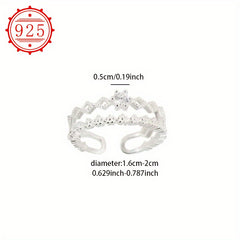 925 Silver Adjustable Double Layer Star CZ Open Ring