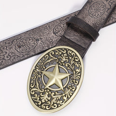 Punk Belt Retro Pentagram Pattern Buckle Belts Clothing Accessories