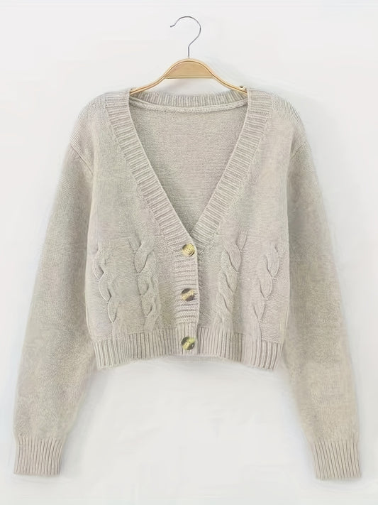 Solid Button Front Cardigan Long Sleeve Casual Vacation Women's Clothing