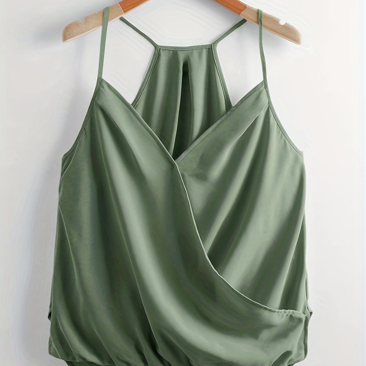 V Neck Wrap Cami Top Solid Spaghetti Strap Sexy Top