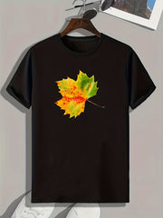 Leaf Pattern Print Men's Comfy Sports T shirt Graphic Tee