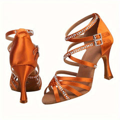 Latin Dance Shoes Professional Rhinestone High Heels Soft Bottom Sandals