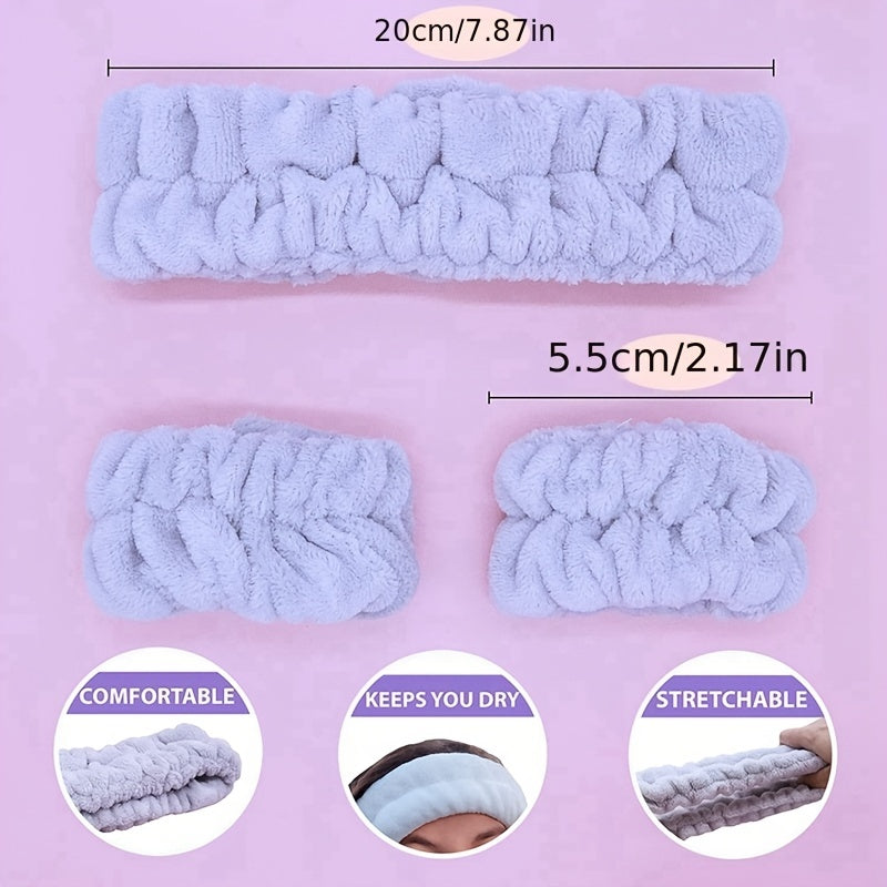 3pcs Flannel Headband Hair Scrunchies Set for Women, Girls