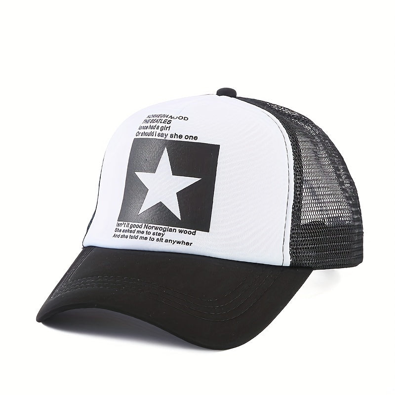 5 Pointed Star Graphic Mesh Baseball Cap Summer Caps
