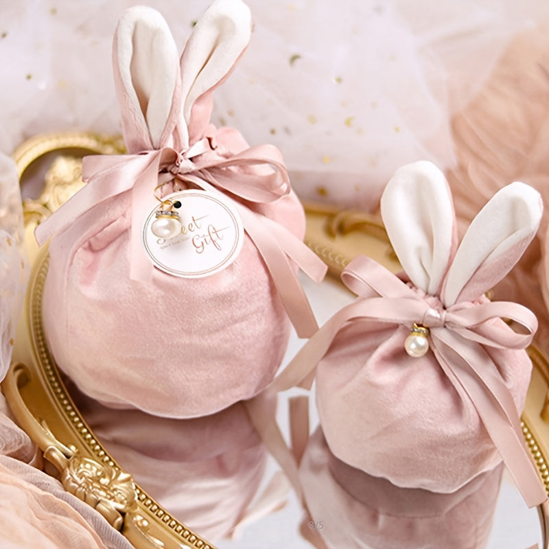 Cartoon Rabbit Ears Velvet Bags Easter Candy Cookie Packaging Bag