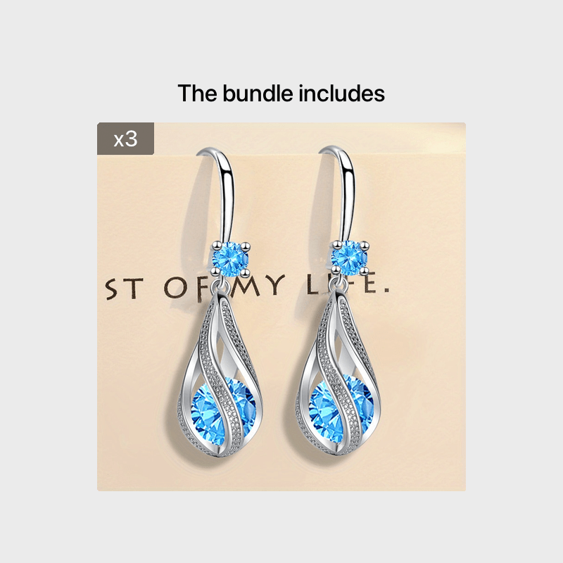 Rotating Teardrop Shape Crystal Earrings for Women Girls