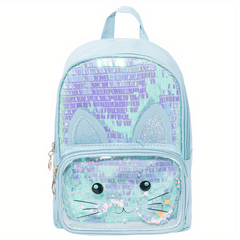 Colorful Sequins Cat Small Backpack for Kids