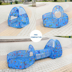 Kids Cartoon Ocean 3-in-1 Tent Game House Indoor Baby Foldable Tent Toy House