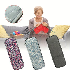 Knitting Needle Case Organizer Storage Bag Zipper for Straight Needles Up To 40
