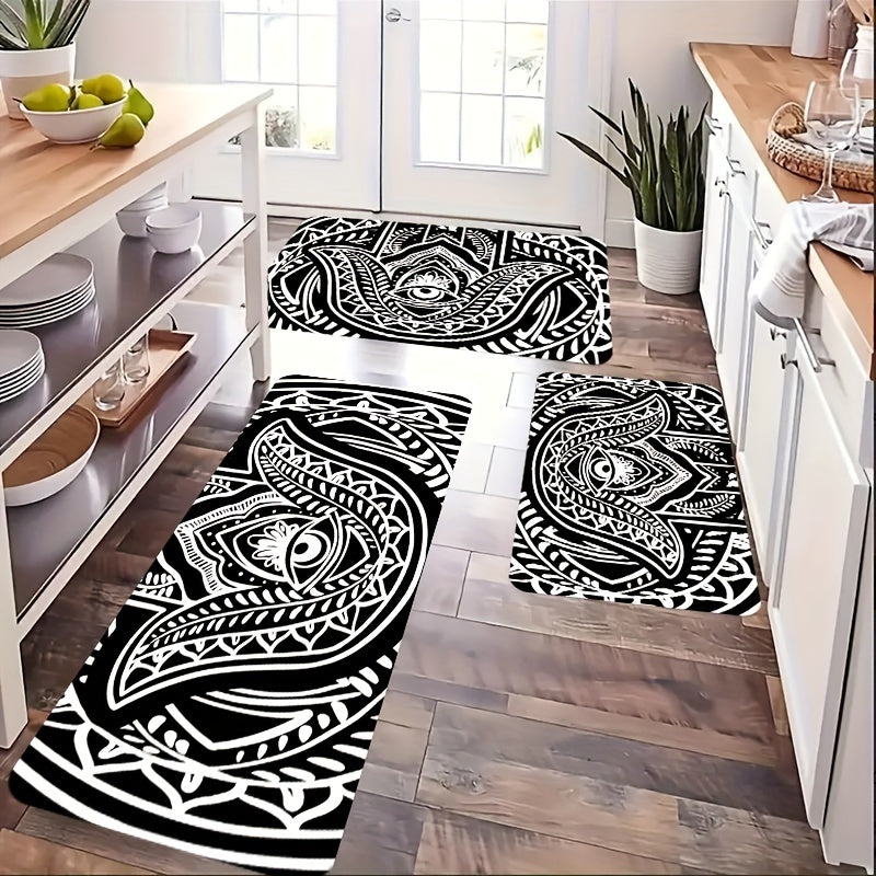 Abstract Eye Pattern Kitchen Mat Non Slip Waterproof Entrance Doormat