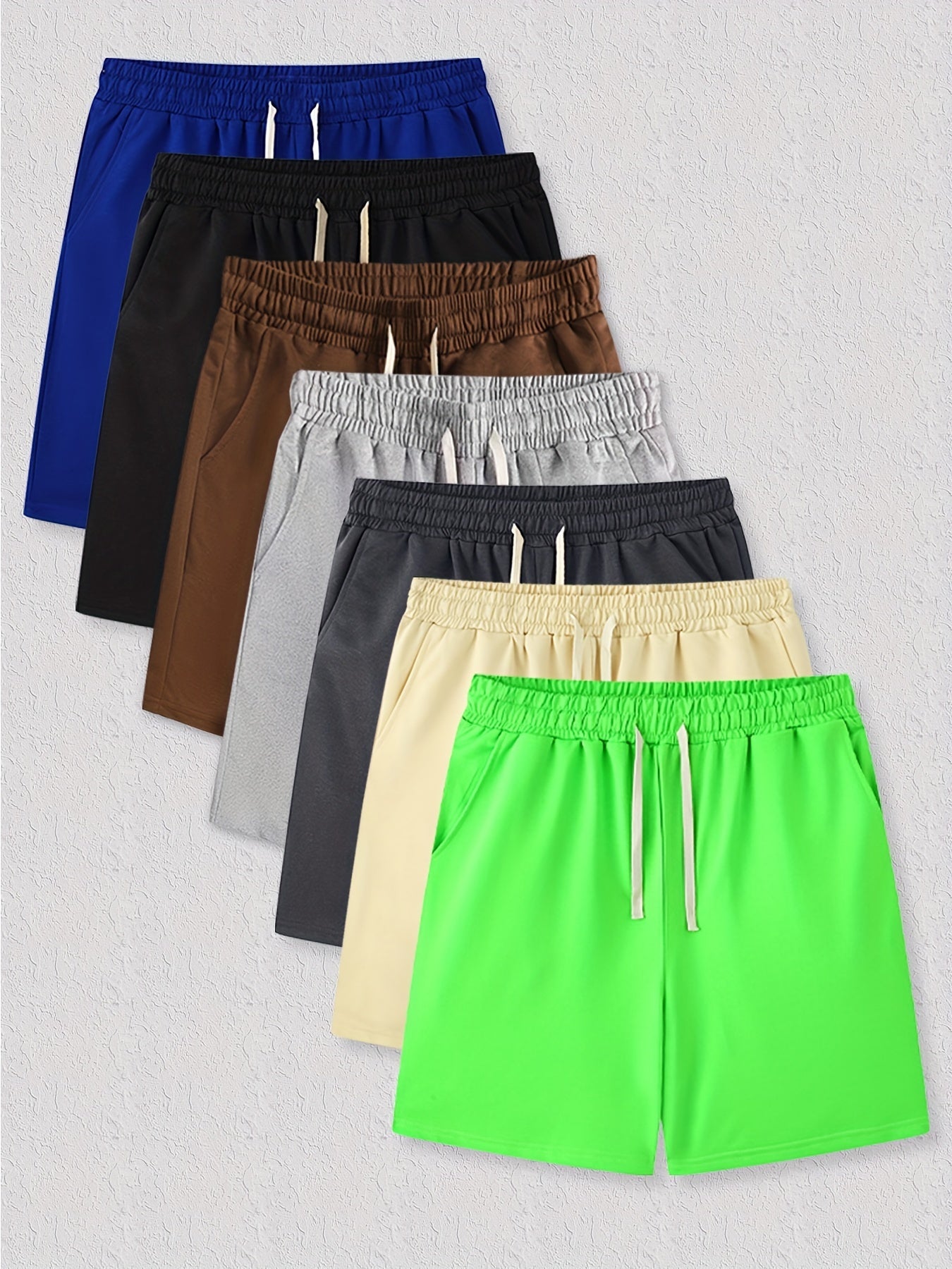 Men's Comfy Beach Shorts Solid Elastic Waist Drawstring Active Shorts