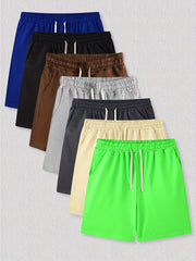 Men's Comfy Beach Shorts Solid Elastic Waist Drawstring Active Shorts