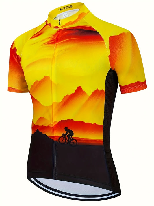Men's Cycling Jersey Sunset Graphic Quick Dry Moisture Wicking