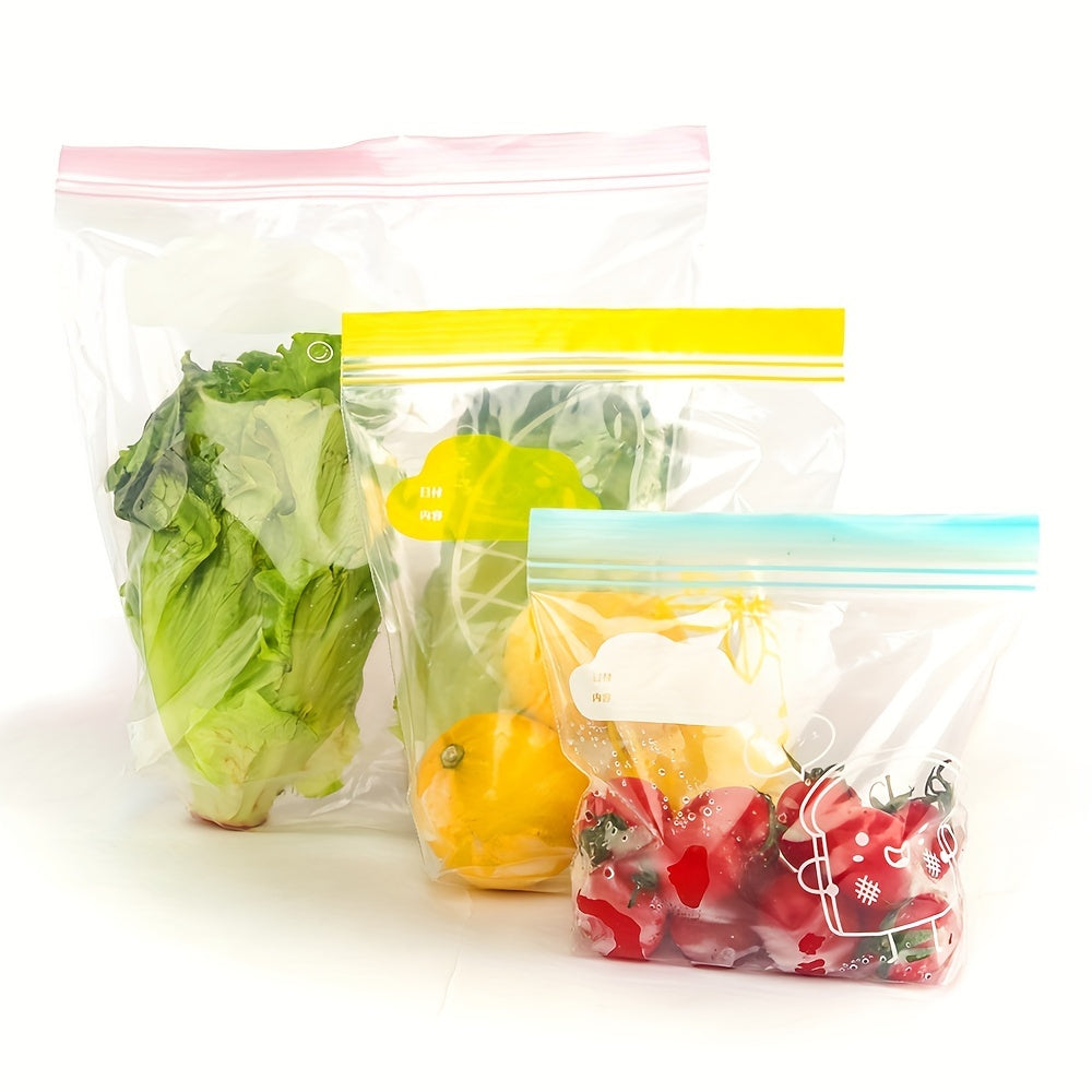3pcs Clear Food Sealed Storage Bag Reusable Leakproof Vegetable And Fruit Fresh