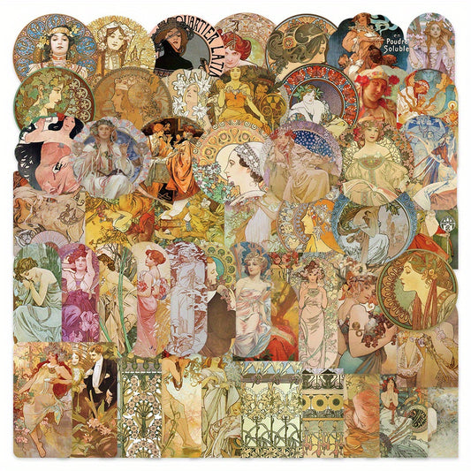 54pcs Retro Literary Character Stickers for Phone Case Laptop Decor