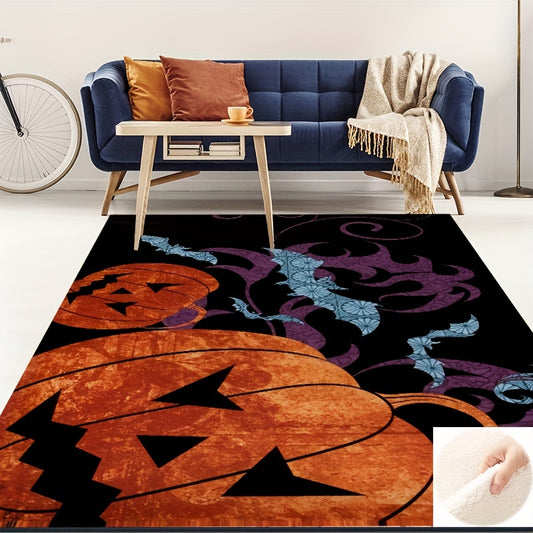 Autumn Pumpkin Pattern Carpet Anti Slip Fun Washable Rug Halloween Decor