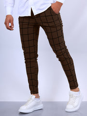 Slim Fit Plaid Slacks Men s Casual Vintage Style Slightly Stretch Dress Pants