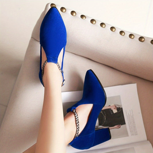 Women's Block Heeled Pumps Pointed Toe Cut out High Heels