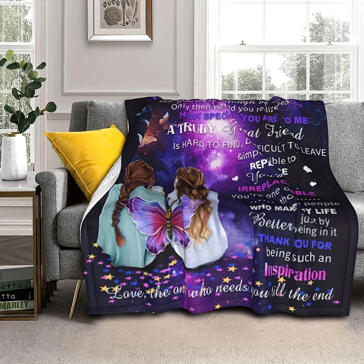 Bestie Pattern Blanket Microfiber Fleece Throw