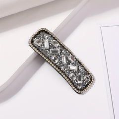 Rhinestone Snap Clip Rectangle Glitter Hair Clip for Women Girls Hair Bang