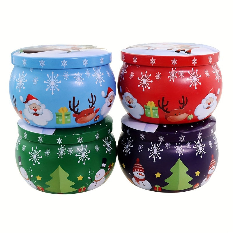 10 Metal Christmas Candle Tins with Lids 2oz - Holiday Party Favors and Decor