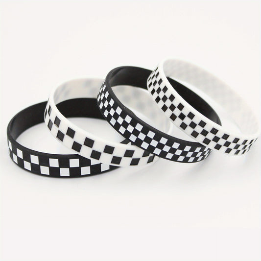 Stylish Checked Pattern Silicone Bracelet for Sports Fans