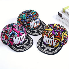 MDIV Embroidery Unisex Snapback Hat Hip Hop Graffiti Print Baseball Cap