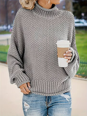  Solid Long Sleeve High Neck Sweater