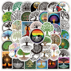 50Pcs Tree Of Life Totem Series Waterproof Graffiti Stickers DIY Creative Decor