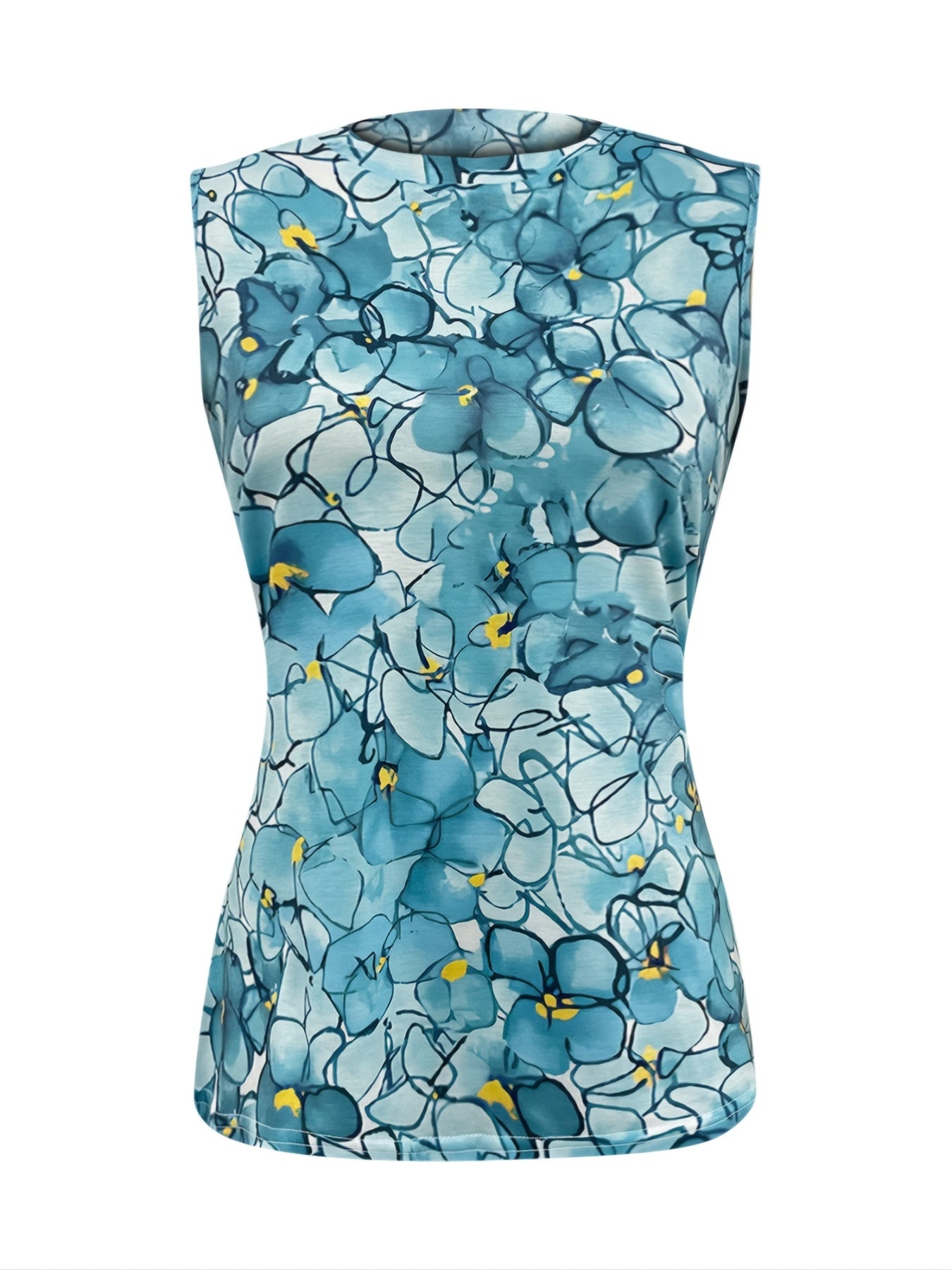 Women's Floral Print Tank Top Sleeveless Crew Neck Casual Top