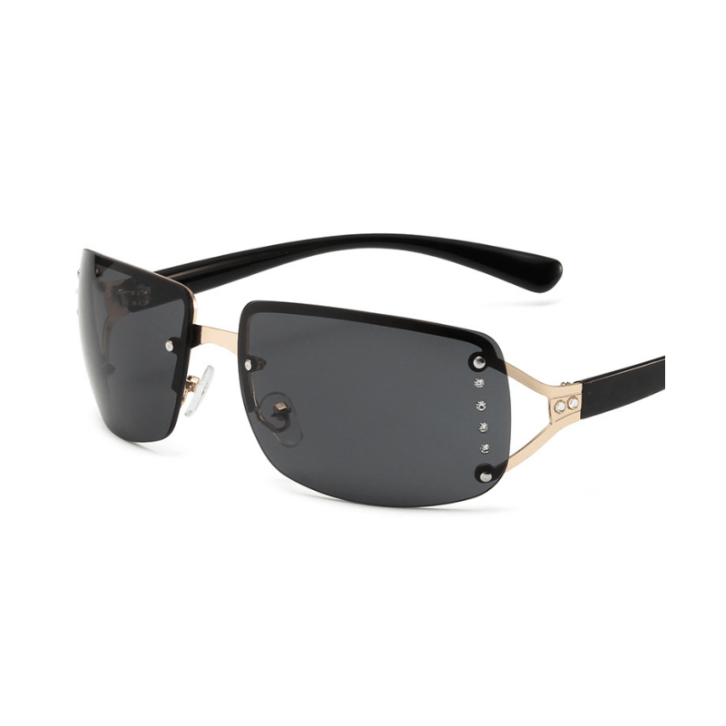 Rectangle Sunglasses for Women Stylish Y2k Shades Brown Metal Frame