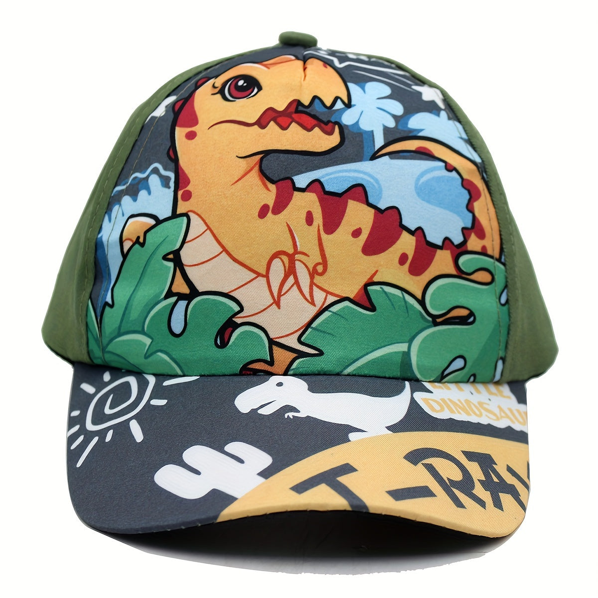 Dinosaur Embroidery Print Wide Brim Baseball Cap