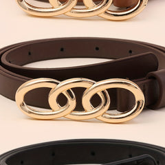 Triple Ring Buckle Thin Belt Set for Women