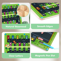 Wooden Letter Parking Game Car Maze Puzzle Educational Toy