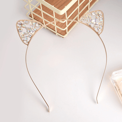 Rhinestone Cat Ears Headband for Women Party Costume