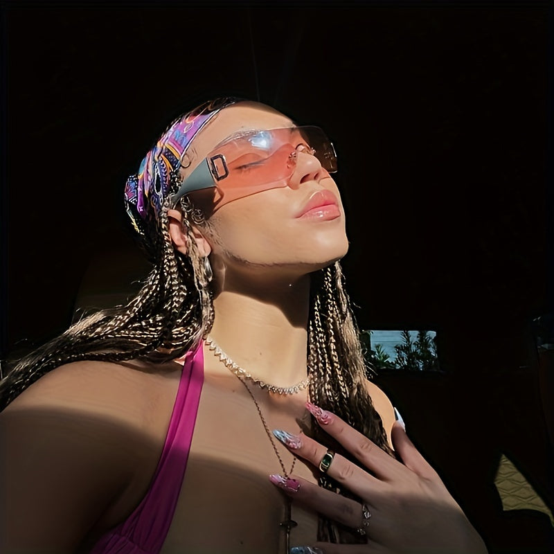 Y2K One piece Sunglasses Gradient Wrap Around Glasses UV400