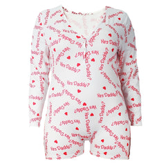  Heart Print Lounge Romper