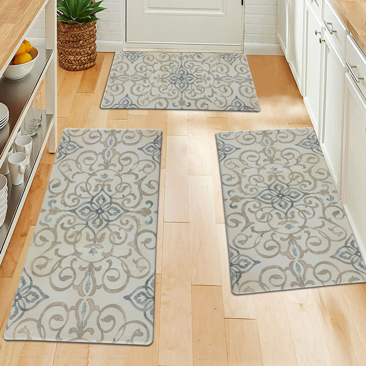 Geometric Print Kitchen Floor Mat Absorbent Non-slip Mat