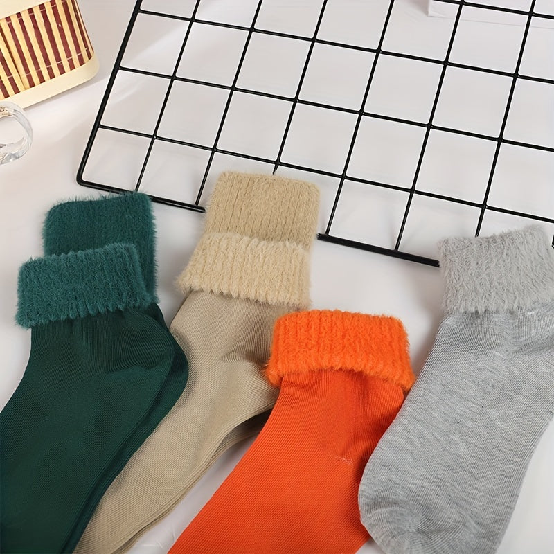 5 Pairs Warm Mid Tube Socks Women's Stockings & Hosiery