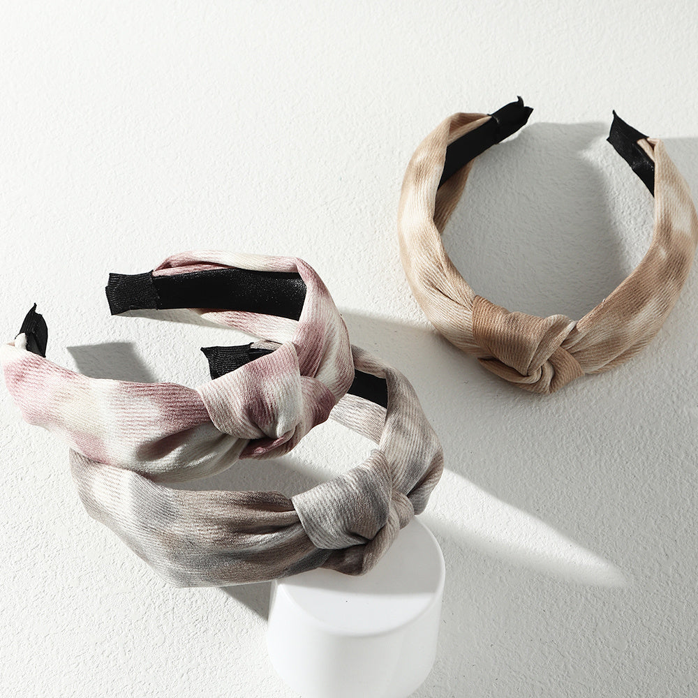 Tie Dye Velvet Knotted Headbands Vintage Head Wrap Hair Accessory