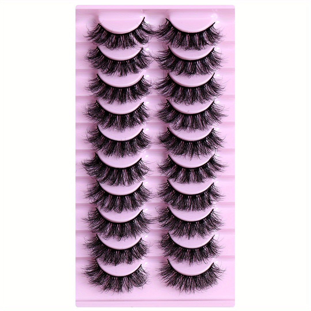 10 Pairs Natural Look False Eyelashes Faux Mink Curling Lashes