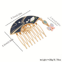 Chinese Style Enamel Hair Comb Clip Barrette Updoit Hairpin