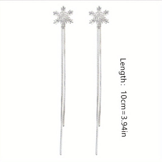 Snowflake Tassel Earrings Stud Party Jewelry Holiday Gift For Women