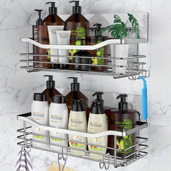 Adhesive Shower Caddy Shelf Hooks Organizer Storage Rack Wall Mounted