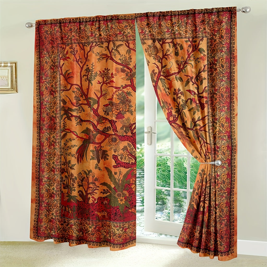 Boho Hippie Life Tree Window Curtains