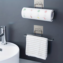 2pcs Kitchen Wiping Cloths Hooks & Roll Paper Brackets