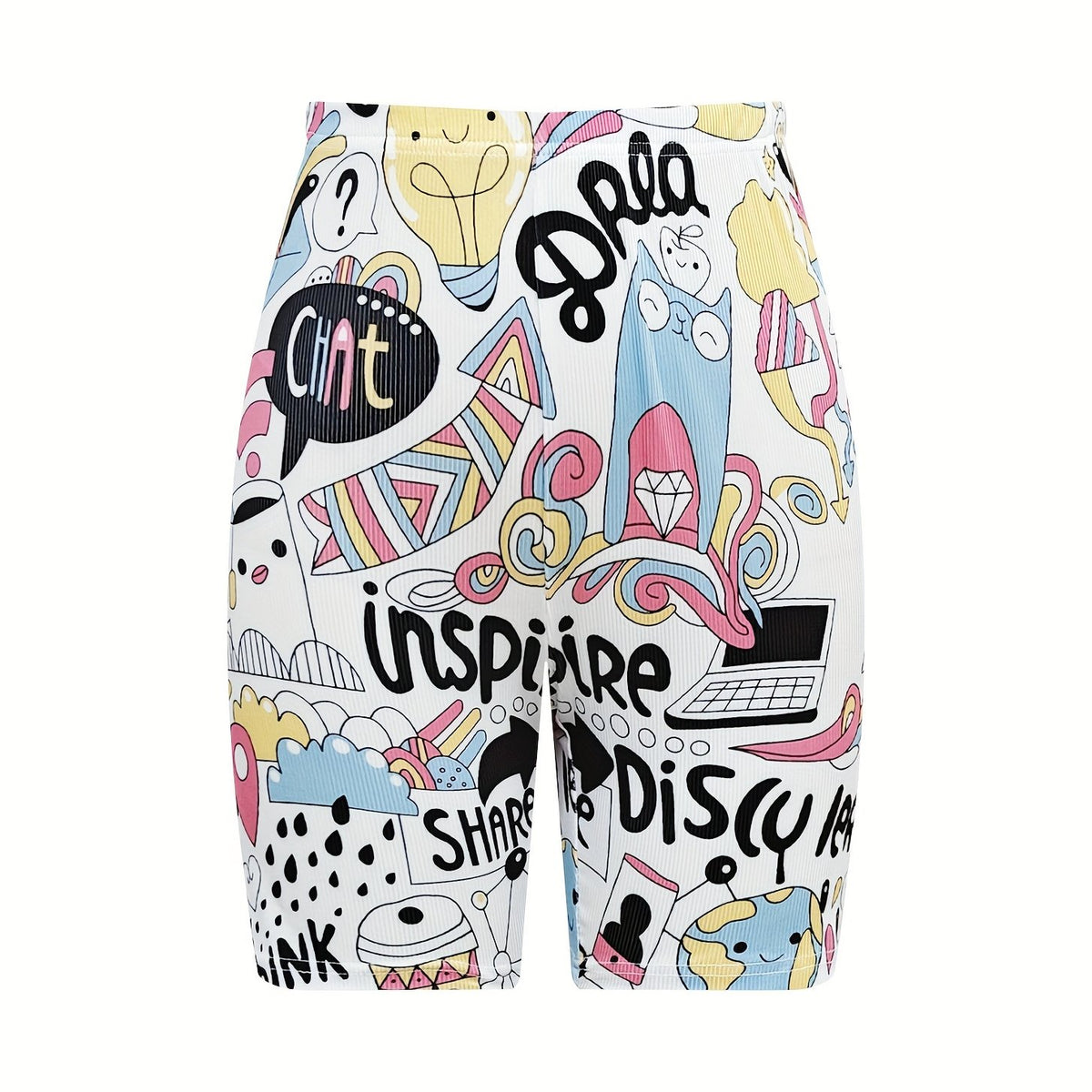 Cartoon Print Yoga Sports Shorts Women's Activewear