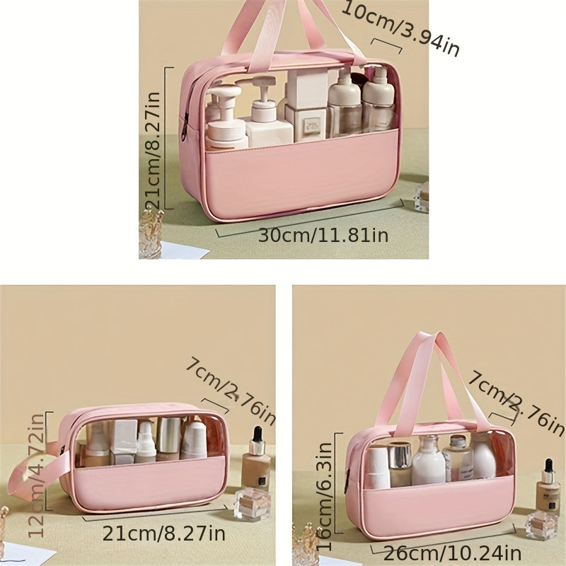 3 Pack Waterproof Travel Toiletry Bag Clear PVC Zippered Carry On Pouch